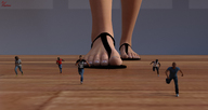 feet blood shrunken_men sandals foot_crush cruel pedicure floor running_away extermination digital_render red-neptune