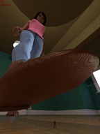 micro feet sandals shrunken_man flip_flops point_of_view imminent_crush digital_render red-neptune
