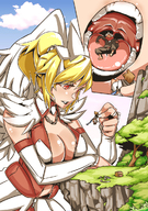 drawing giantess vore angel blonde color tongue mouth teeth open_mouth cliff luckyb