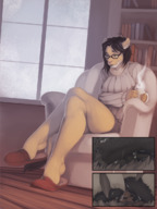 drawing giantess furry tail anthro clothed paws foot_crush sweater slippers under_feet lion_girl kerneldecoy