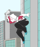 drawing bondage shrunken_man mask costume hood web gwen_stacy marvel_comics spider-gwen skintight_clothing emmacat64