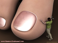 drawing micro clothed toes barefoot foot_worship shrunken_man pink_nails nail_polish digital_render