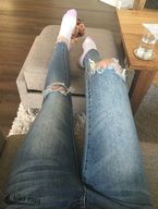 socks sitting shrunken_man looking_down indoors point_of_view ripped_clothing giantess_pov nike_thea