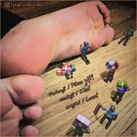 giantess collage barefoot soles shrunken_men kissing worship gift floor joe_tiny tytaniasrealm tytania stnicholasday