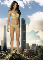 collage city mega cleavage brunette belly skyscraper clouds sky redcoffee1 catrinel_menghia