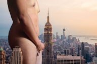 collage city destruction giant male penis outdoors