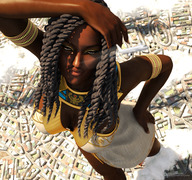 breasts giantess city mega bra skirt airplane dark_skin dreadlocks point_of_view jetslasher hands_on_hips digital_render