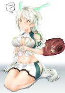 drawing giantess white_hair vore blushing color large_breasts anime shrunken_man inside_view kantai_collection unryuu scantily_clad