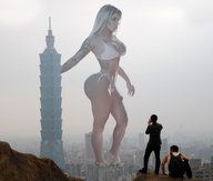 bikini breasts collage city mega blonde destruction barefoot cleavage muscles skyscraper thighs athletic tattoo observers redcoffee1 taipei_101 leticia_alonso