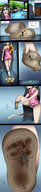 drawing panties tail upskirt comic black_hair long_hair in_shoe socks heart unaware panels kaytlin-andcie