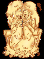 drawing giantess blushing cheese looking_down giantesses monster_girl pizza no_background kaytlin-andcie between_breasts