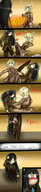 drawing blushing blonde comic black_hair color shrinking boots uniform fighting shrunken_woman kaytlin-andcie