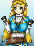 drawing blonde long_hair clothed gloves looking_down necklace no_background pointed_ears the_legend_of_zelda kaytlin-andcie the_legend_of_zelda_breath_of_the_wild between_breasts princess_zelda_(the_legend_of_zelda)