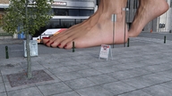 giantess city barefoot bus walking outdoors red_nails nail_polish digital_render