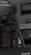 blonde long_hair high_heels domination shrunken_men sitting naked_men nightie fireplace imminent_crush digital_render amgipi