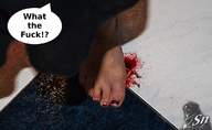crush blood gore surprised foot_crush unaware shrunken_man dialogue sendigiovus