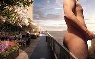 collage nude masturbation city giant male outdoors crowds balcony