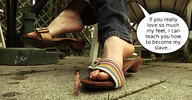 collage feet sandals shrunken_woman outdoors dialogue sn sendigiovus