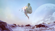 giantess nude giga destruction barefoot moon sky planet_destruction sorenzer0 digital_render