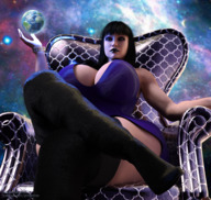 giantess earth giga black_hair clothed cleavage huge_breasts point_of_view jetslasher digital_render