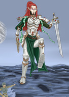 drawing giantess color armor sword military red_hair warhammer_40k giantwaifus eldar eldar_banshee