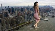 giantess collage city mega butt skyscraper dark_skin aerial_view looking_at_viewer new_york_city wading lowerrider kylie_bunbury