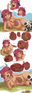 breasts drawing giantess karbo nude vore horns tail color tongue digestion pink_hair belly shrunken_woman thighs inside_stomach cow_girl licking_lips burp stomach_noises