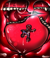 drawing vore color tongue mouth teeth wet saliva shrunken_man internal_view sliding mspaintgts