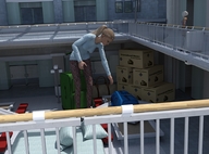 giantess blonde long_hair ponytail bending_over indoors runswithferrets pillows balcony digital_render