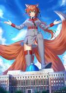 giantess panties upskirt large_breasts uniform fox_girl cysh_aizen