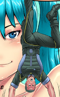drawing giantess blue_eyes clothed handheld blue_hair shrunken_man dangle sona doujinsak sheppard