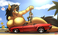 breasts drawing giantess nude furry black_hair color long_hair unicorn heart vehicles outdoors looking_back metalfoxxx black amber_steel