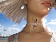 giantess blonde barefoot naked_man choker spawngts top lace digital_render neckband