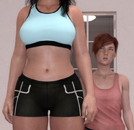 size_difference domination red_hair short_hair mini_giantess hand amazon wrestling belly shrunken_woman boomgts digital_render