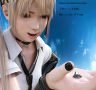 giantess giga blonde long_hair smiling twintails tie looking_down shrunken_city nail_polish black_nails digital_render joesaotome80
