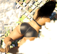 giantess mega black_hair butt swimsuit barefoot lying_down point_of_view jetslasher digital_render