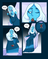 drawing white_hair comic color long_hair blue_eyes butt_crush sitting kissing blue_skin throne panels jj-psychotic steven_universe cutaway blue_diamond