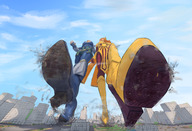 drawing city color destruction boots foot_crush unaware league_of_legends diana buggysplat strolling leona_(league_of_legends)