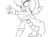 drawing trayx furry anthro monochrome handheld barefoot shrunken_man finger_crush dirty_soles between_fingers sally_acorn