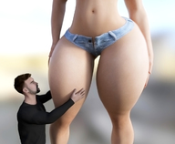 giantess navel legs shorts thick_thighs endlessrain0110 bare_midriff