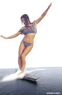 giantess collage ocean belly ships aircraft_carrier surfing captain_rand