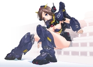 breasts drawing giantess color butt destruction cleavage buildings brunette gundam mecha_musume skimpy_clothing gundam_mk_ii