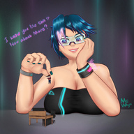giantess handheld finger glasses hand shrunken_man dangle scifi fingers between_fingers manicure bracelet looking_at_tiny digital_render micwhyss