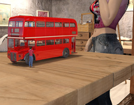 bus table shrunken_man digital_render bare_midriff