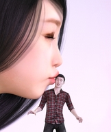 gentle kissing face shrunken_man boomgts digital_render
