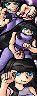 black_hair blue_eyes blood smiling dress gore queen laughing cruel lillian bleeding mspaintgts toothpick pierce
