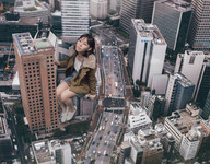 giantess collage city buildings asian street vehicles aerial_view airraid kyojingirls