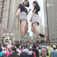 giantess collage city skirt asian legs looking_down skyscraper giantesses looking_at_viewer pedestrians between_buildings street_view airraid kyojingirls