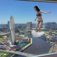 giantess collage city swimsuit water buildings asian ferris_wheel roller_coaster airraid kyojingirls