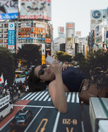 giantess collage city buildings asian street sunglasses pedestrians airraid kyojin_girls